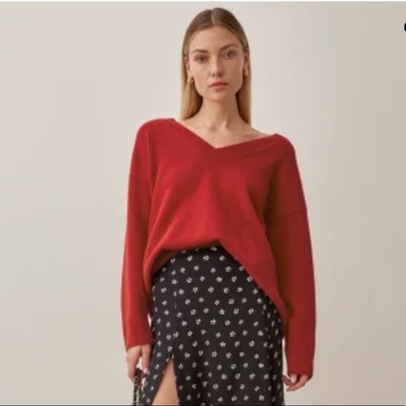 Reformation Brit Regenerative Wool Sweater in Red - Picture 2 of 6